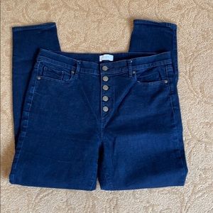 Loft dark blue skinny jeans, button fly, size 14